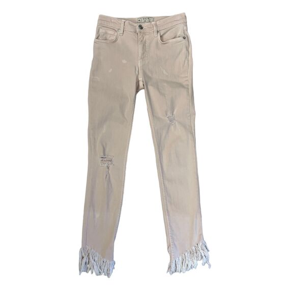 We The Free People Great Heights Frayed Skinny Jean Womens 24 Pink Stretch *READ - Picture 3 of 12
